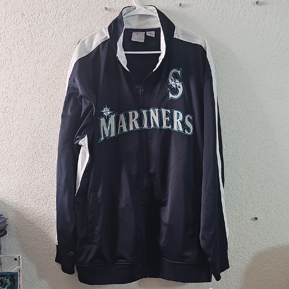 MLB Genuine Merchandise Seattle Mariners Logo Navy and White Jacket Zip Up NWT